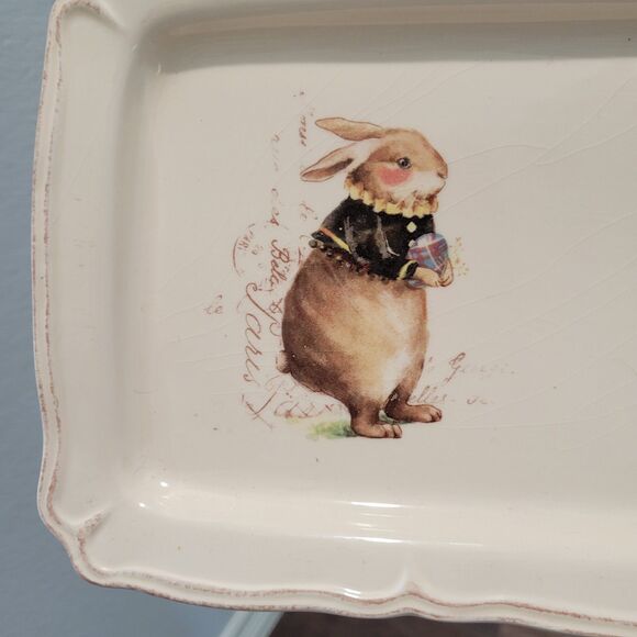 Vintage Spring Rae Dunn By Magenta Paris Rabbit Tray Rare READ Charming Cottage - Picture 2 of 9
